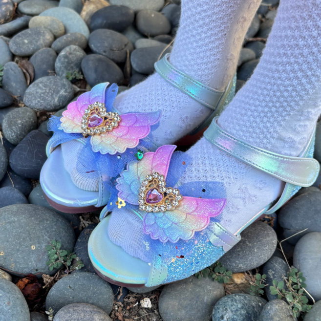 프롬베베 여아용 루엘 무지개 날개 LED 샌들