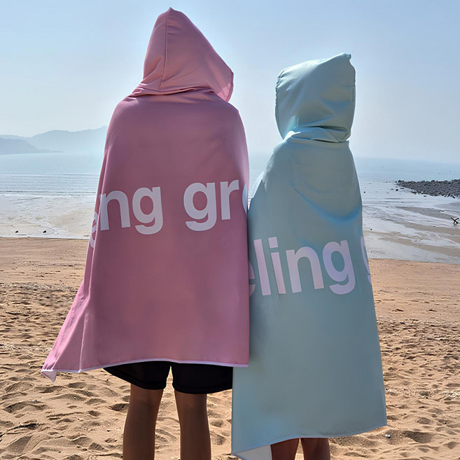 로드브릿지 대형 후드 판초타올, 1개, 아쿠아민트