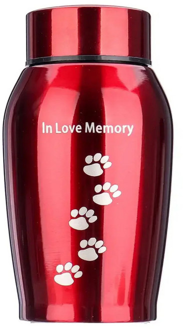 강아지 고양이 유골함 기념 스테인레스 스틸 항아리 애완 동물 개 새 마우스 화장 유골 기념품 관 천장 기념물, red 250ML, 1개