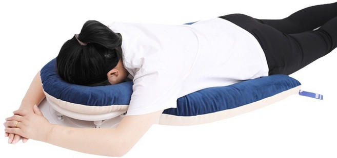 편안한밤 엎드려자는베개 쿠션 눈편안베개 안면쿠션 견인베개, 1개, 푸른 색