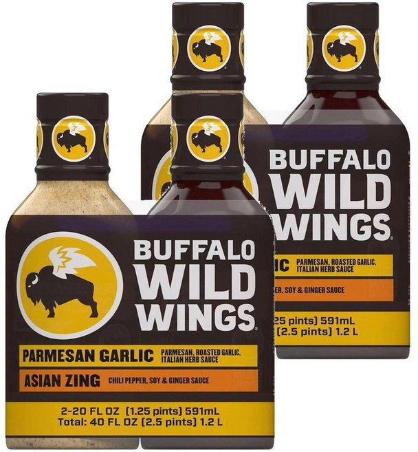 Buffalo Wild Wings Wing Sauce 버팔로와일드윙 윙 소스 파마산 갈릭 앤 아시안 징 591ml 4개