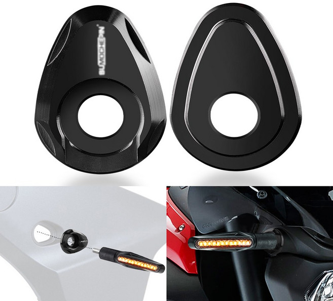 백미러오토바이 회전 신호 라이트 스페이서 Yamaha MT03 MT07 Tracer MT09 MT10 MT25/YZF R3 R25 FZ16 표시, 01 2pcs Black, 01 빠른