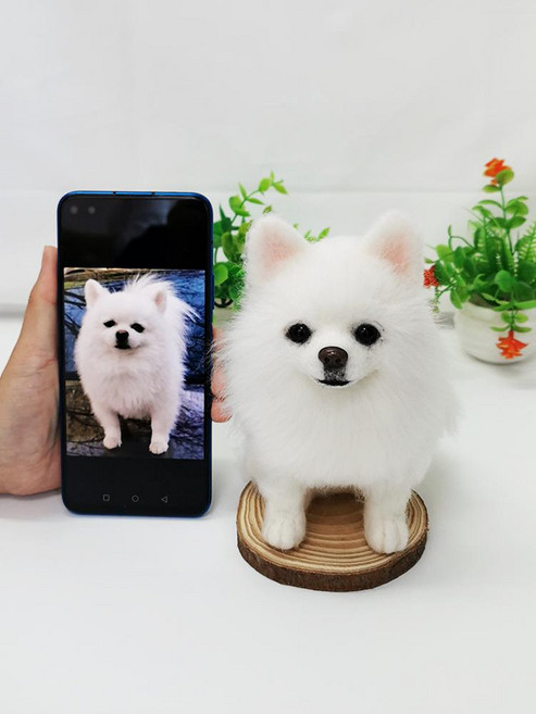 반려동물 맞춤제작 인형 양모펠트 반려견 사진 기념일 단면 전신 피규어 반려묘 선물용 완제품 사진쿠션 실물, 맞춤 주문 수작업 반품불가