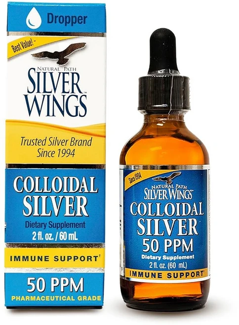 내추럴 패스 실버 윙 콜로이드 50ppm (250mcg) 면역 지원 보충제 2 fl. oz. 드로퍼, 60ml, 1개 - 쿠팡