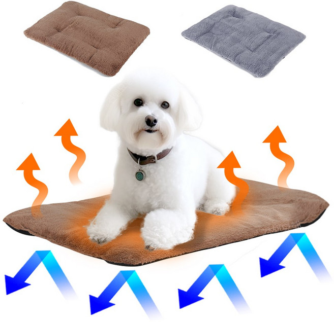 견행묘행 강아지 온열매트 보온 발열매트, 모카브라운, 1개