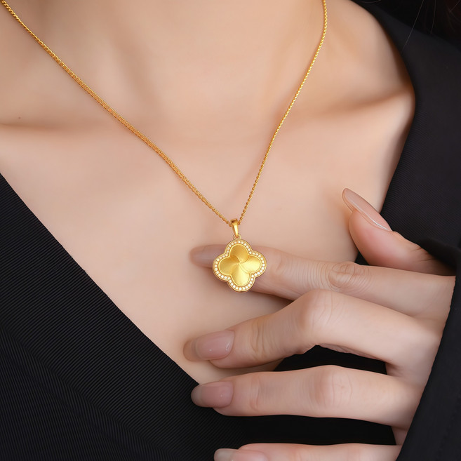 COCOYOU 여성 14K 도금 럭셔리 행운 소원 목걸이 QAJ-10