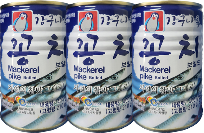 강구나루 꽁치 통조림 400g x 3개 업소용 조림 찌개 캠핑 자취