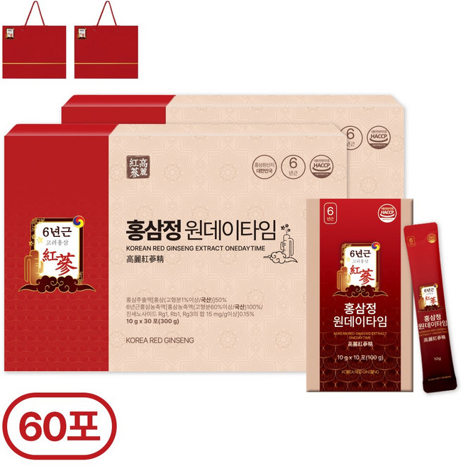 1+1특가 홍삼정 6년근 프리미엄 홍삼 스틱 + 쇼핑백 포함, 2개, 300ml