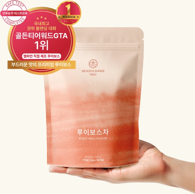 [골든티어워드 우승] 해솔당 루이보스티 차 생분해티백, 1개, 30개입, 1.2g - 쿠팡