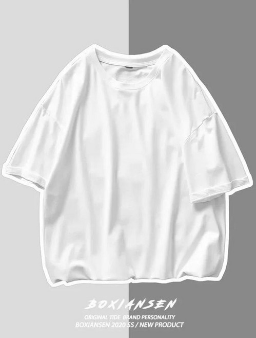 BRONSON 긴팔 헨리넥 헤비코튼 티셔츠 워크웨어, E. 3XL, C. 내부 단색 짧은 t 흰색, D. 2XL