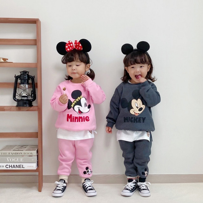 디즈니 아동용 캐릭터 버디버디 맨투맨 조거 기모 상하복 세트