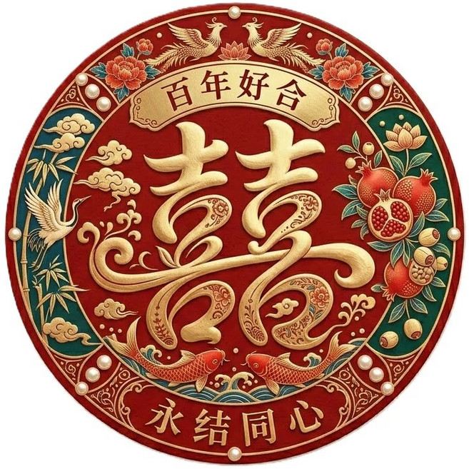 囍字 雙喜貼紙, 1版-5cm, 1個