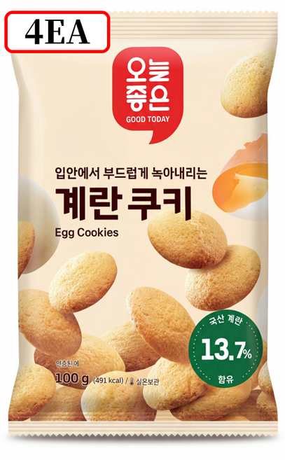 오늘좋은 계란쿠키, 4개, 100g