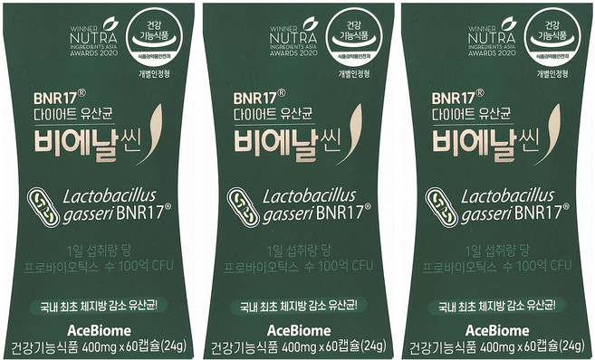비에날씬 BNR17 다이어트 유산균 캡슐, 3개, 60정