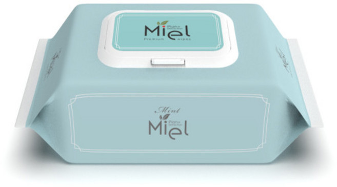 미엘 민트 물티슈 캡형 100매 플레인 35g, 1개