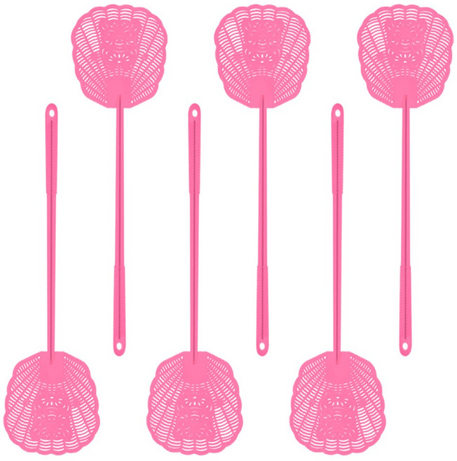 파리채 모기채 칼라 (고급 철심 파리채), 핑크-6개