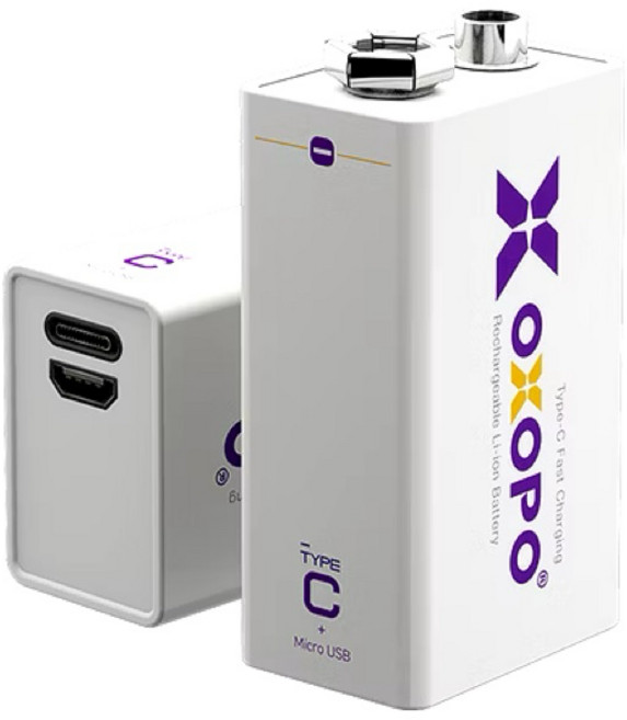 OXOPO 9V充電鋰電池 Type-c / Micro USB 全球發明專利, 1個, 1入, 1個裝