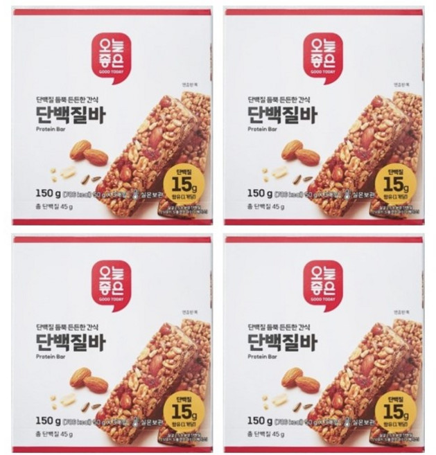 단백질 듬뿍 든든한 간식 오늘좋은 단백질바(50g x 3입), 4개, 150g