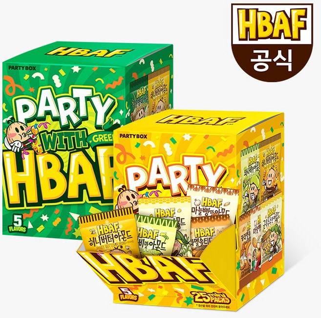 HBAF 바프 파티박스 (옐로우/그린) 20g X 25봉, 500g, 1개