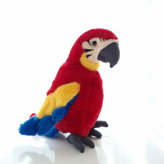앵무새 인형 마카우 할리퀸 코카투 폭신한 솜인형 크리스마스 선물, 1개, 빨강, 25cm