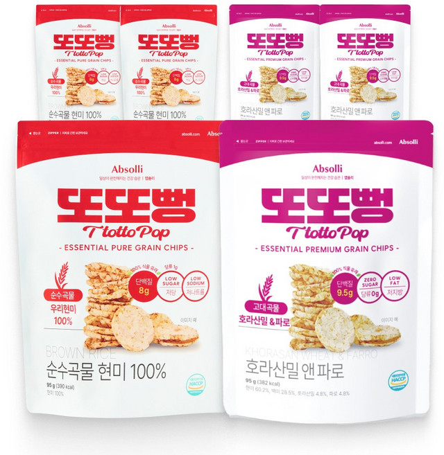 또또뻥 현미 호라산밀앤파로 혼합구성 저당 다이어트 과자 간식, 현미3봉지 + 카무트앤파로3봉지