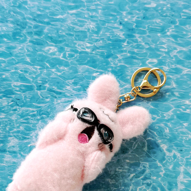 음파 수영 가방 인형 물안경 헤엄치는 동물 키링, 1개, [4.토끼(토깽이)]