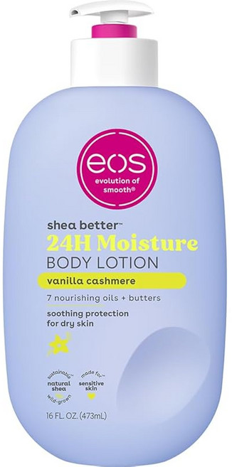 eos Shea Better Body Lotion- Vanilla Cashmere 24-Hour Moisture Skin Care Lightweight Non-Greasy, 473ml, 1개