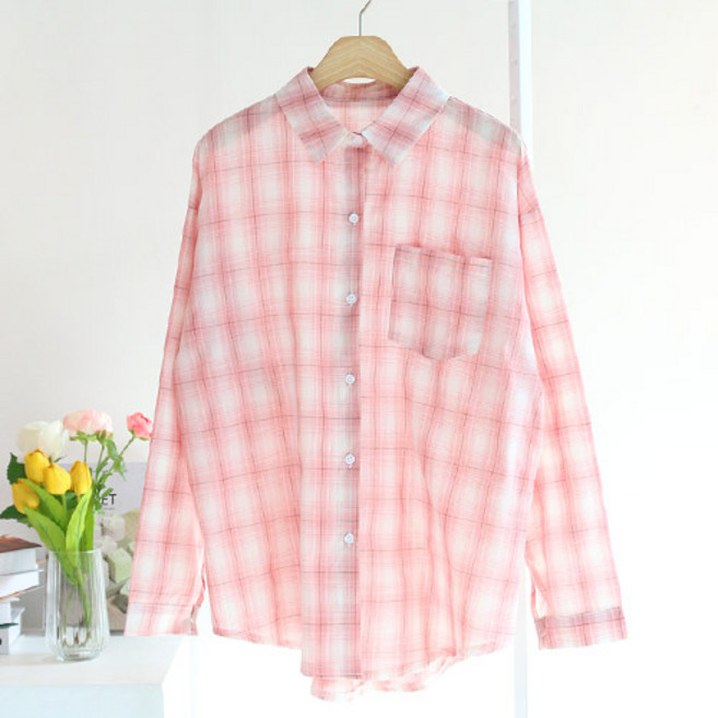 에스제이룩 여성용 실비아 체크 데일리셔츠 남방