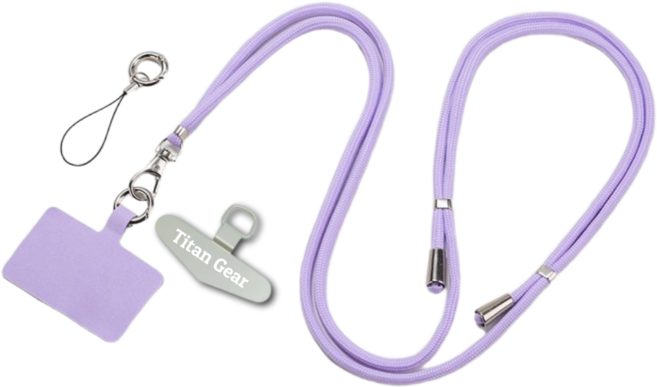 타이탄기어 튼튼한 휴대폰 태그홀더 + 메탈홀더 + 목걸이줄 스트랩 세트, 1개, 라벤더퍼플