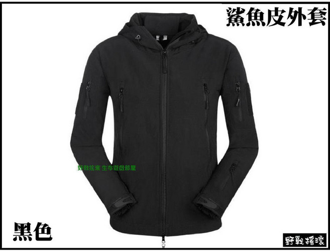 【野戰搖滾】鯊魚皮軟殼外套 迷彩外套 TAD 風衣, 黑色,XXL
