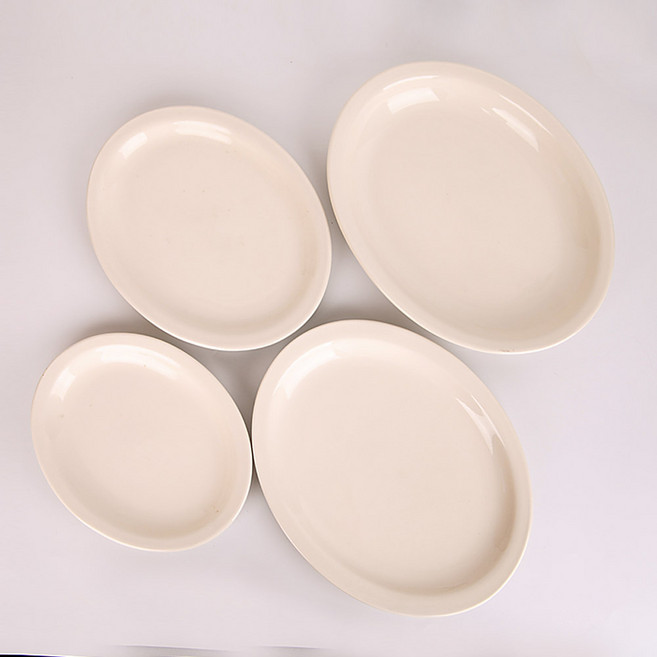 라쿠스 뉴욕 양식타원접시 화이트 4size 플레이트 스테이크 레스토랑 카페 도자기접시, 1개