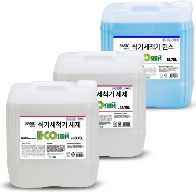 에코지엥 베이직세척기세제2+베이직세척기린스1 세트, 3개, 18.75L