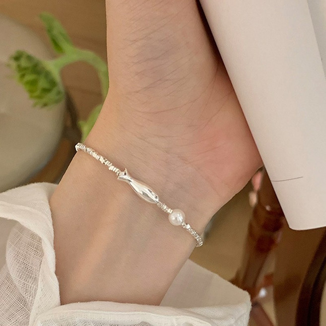 FANSYLI 물고기 팔찌 여성 진주 팔찌 재물 행운 팔찌 럭키 팔찌 재물운 팔찌 W2505M12