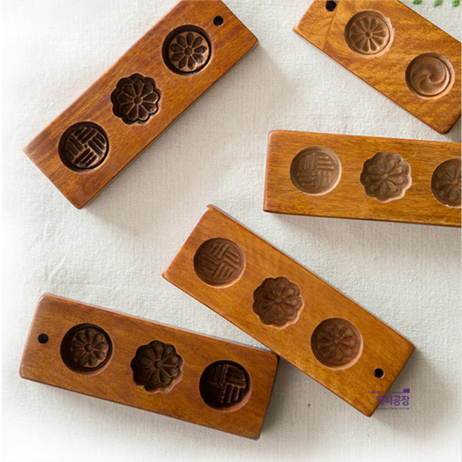 나무 다식판 3구 / 과일나무 미니 모양틀 떡틀 약과, wood, 1개