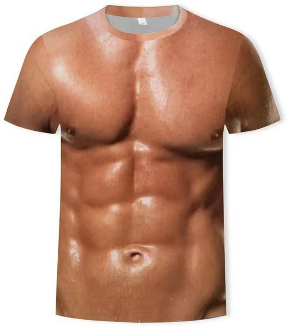 근육맨 근육질 다이어트 가짜 남자 남성 핫가이 식스팩 착시 3d 빅사이즈 몸짱 티셔츠 S910