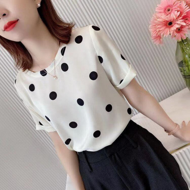 프린트 반팔 상의 여름 오버사이즈 슬림 티 이너룩 nvduanxiu