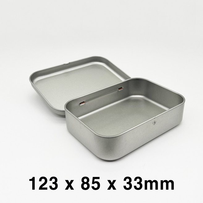 S051 화영제관 사각 경첩 틴케이스 대형 틴케이스 미니 틴케이스 원형 틴케이스 철필통 원통 정리함 케이스 틴케이스 쿠키 철제 케이스, 10개, 은색