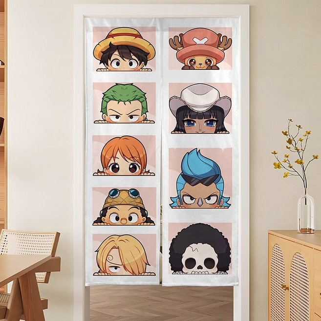 캐릭터 방문 가림막 커튼 선반 창문 가리개 커튼 다용도 주방 가림막 린넨 화장실문 분리형 도어 커튼 커튼봉 세트
