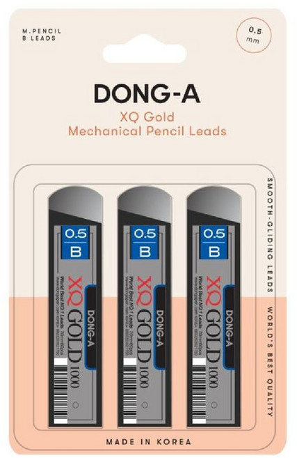 동아 XQ 골드1000 샤프심 세트 0.5mm B심 3본입 / 고강도샤프심 프리미엄샤프심 부드러운샤프심 XQ샤프심 선명한샤프심, 1개