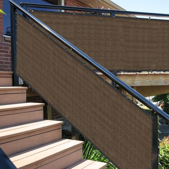 테라스가림막 사생활보호 마당 옥상 휀스 가리개 테라스 발코니 난간가림막, 커피브라운, 1x10m