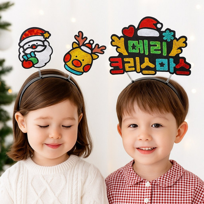 맘이샵 크리스마스 포일아트 머리띠만들기, 1개, 2. 산타와 루돌프