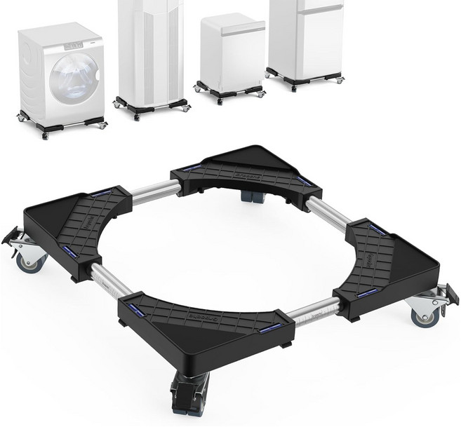 세탁기 받침대 냉장고 다용도 받침대 스탠드 베이스 거치대 가구 바닥 높이조절, 1개, 블랙