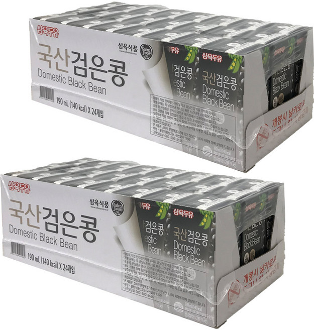 삼육두유 국내산 검은콩 두유, 190ml, 48개