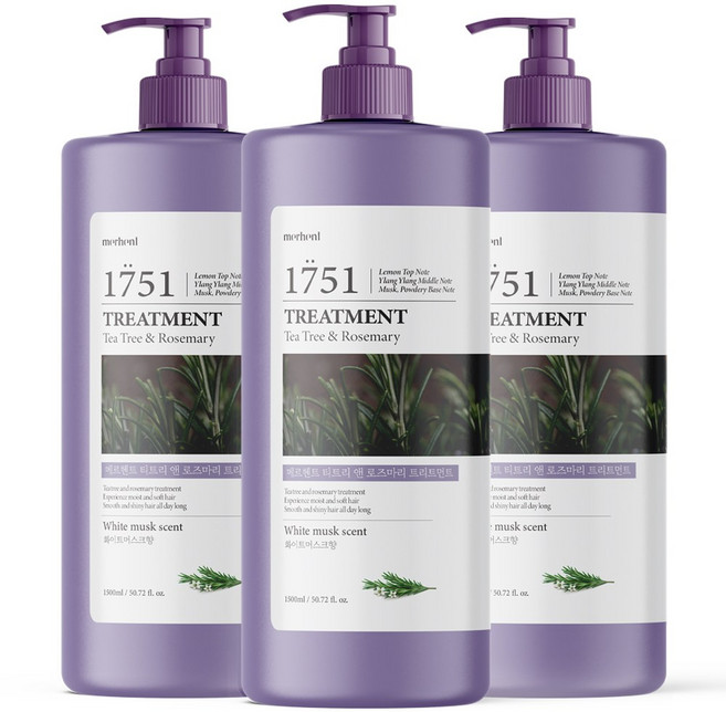 메르헨트 티트리 앤 로즈마리 대용량 헤어 트리트먼트 화이트머스크, 1.5L, 3개