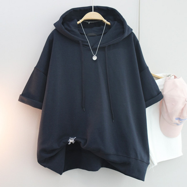 달콩 여성 브릿지오버핏후드반팔맨투맨 후드티 여름반팔 빅사이즈