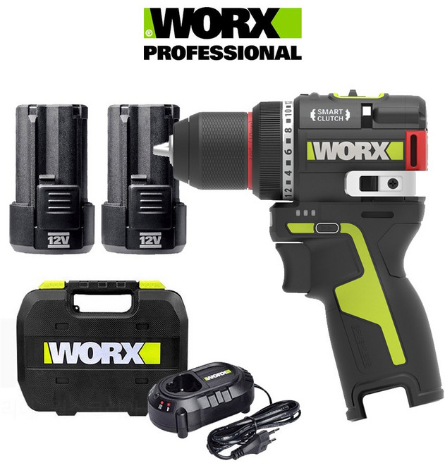 웍스 12V 충전드릴 드라이버 WU135.2 세트 배터리2개 미니 키레스척 스마트클러치 탑재 wu135