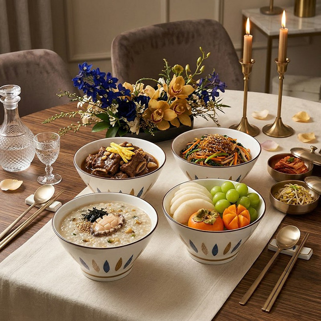 WHH 도자기 면기 세트 예쁜 냉면기 국그릇 스트라이프 라면그릇, 4개, B