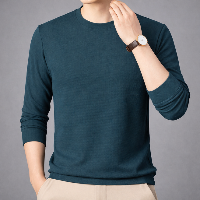 가우토 프리미엄 슬림핏 남성 긴팔 티셔츠 소프트 텍스처 데일리 라운드넥