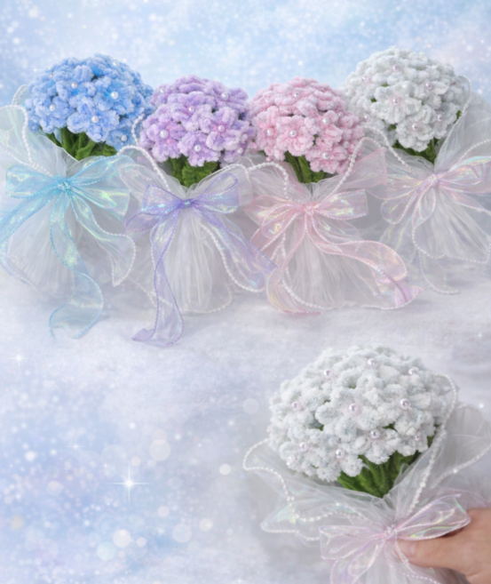 모루수국 웨딩파티부케, 1개, Purple