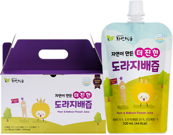 자연식품 자연이 만든 더 진한 도라지배즙 스파우트, 100ml, 30개